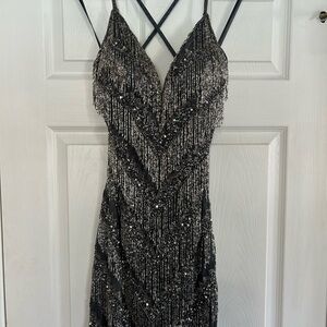 Elegant Silver Fringe Dress